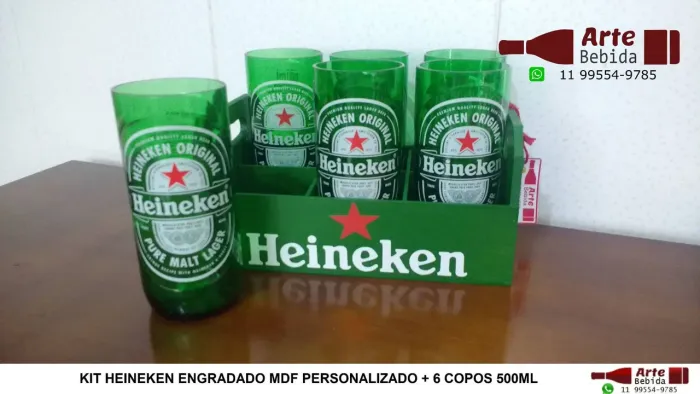 Kit Caixote MDF personalizado + 6 Copão feito da garrafa 