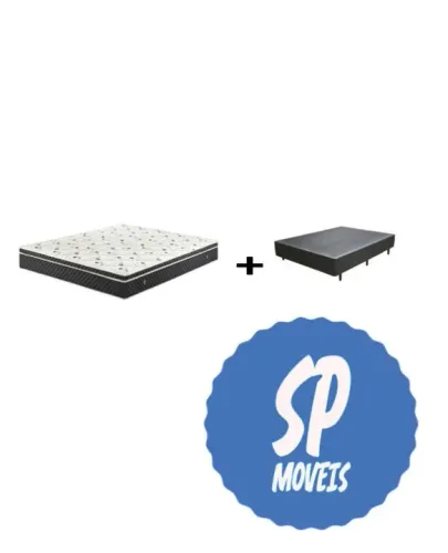 Super Oferta: Conjunto Base Box Casal + Colchão de Molas Bonnel - 20 cm!