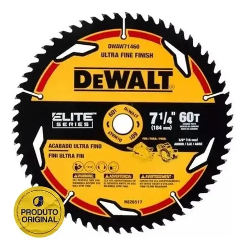 Disco Serra Circular 60 Dentes 7 1/4 184mm Dwaw71460 Dewalt