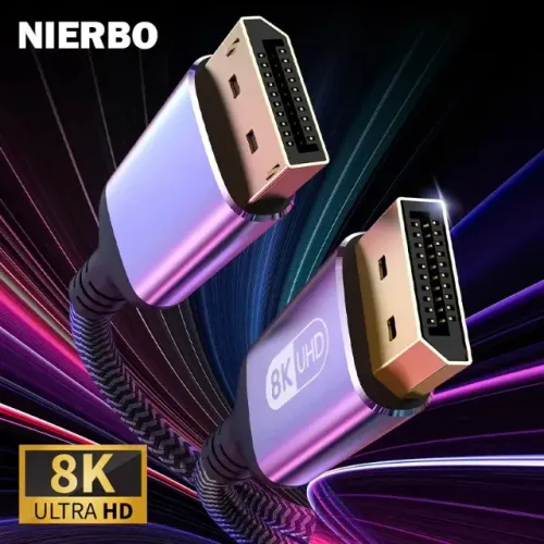 Cabo DisplayPort 1.4 NIERBO High Speed - Trançado, 8K @ 60Hz, 4K @ 144Hz