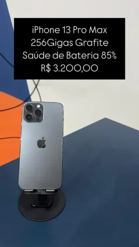 IPhone 13 Pro Max 256GB Grafite Saúde de bateria 85% Câmera trocada com aviso | Loja Físic