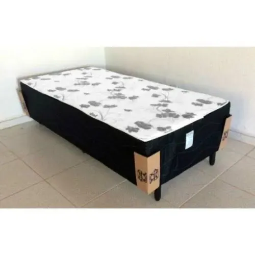 Cama Box Solteiro Conjugado Espuma Ortopédica Unibox Selado 88x188 - Preto - FRETE GRÁTIS 