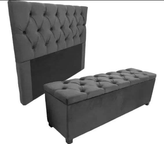 Cabeceira de Cama e Banco Box Casal Queen Size