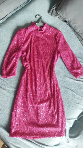 Vestido paetê rosa festa