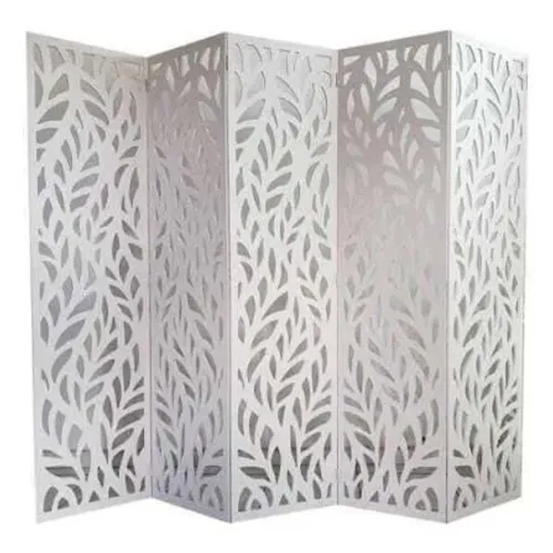 Biombo 5 Folhas 215x180cm Mdf Modelo 27 Branco Vazado