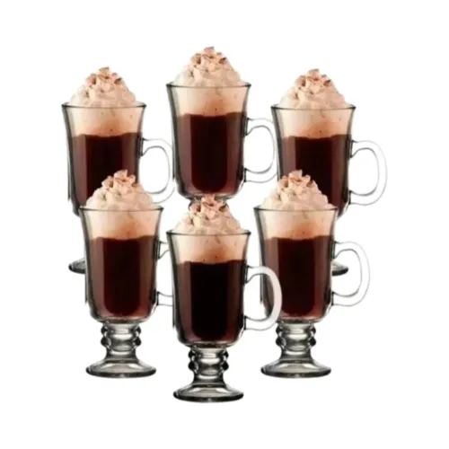 Jogo de 6 Canecas de Vidro para Café, Chocolate Quente ou Drinks