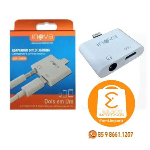 Adaptador Duplo Lightning Áudio e Carregador INOVA ZJT-30060