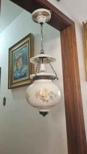 Lustre de Opalina Francesa Pintura Manual