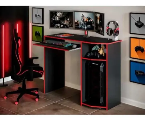 Mesa Gamer com Apoio para Teclado Romar Novo direto da fabrica