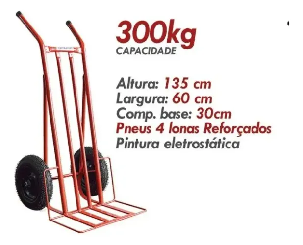 Carrinho Carga até 300kg Industrial Reforçado