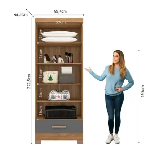 Guarda Roupa Multiuso Versatile 1 Gv Sem Portas Cinamomo Chumbo -  Entrega rápida!