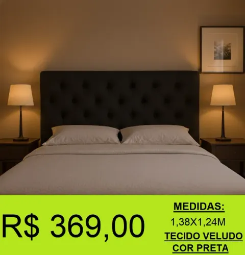 Cabeceira veludo preto - Seu Design é simplesmente maravilhoso