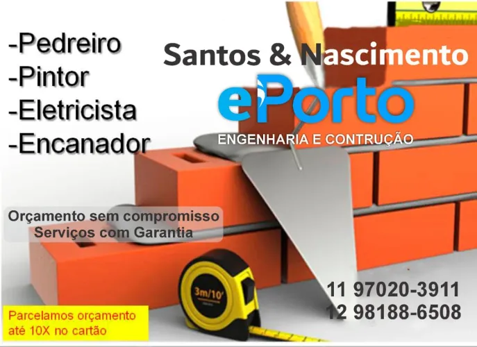 Executo serviços: :pedreiro, pintor, eletricista, encanador etc.