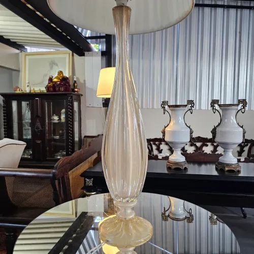 Decoração, Par de abajur cristal murano de luxo com gotículas de ouro 24k, 