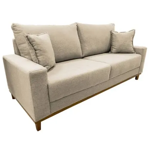 Sofá Living 4 lugares bege em tecido Linho p86