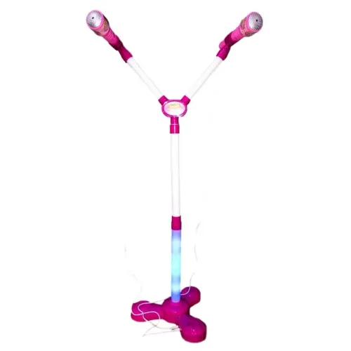 Microfone Karaokê Infantil Som Luz Conecta Celular Pedestal