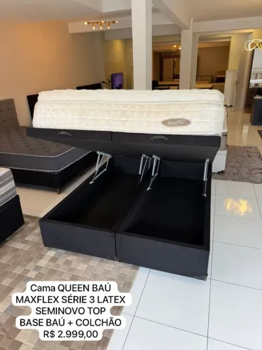 Cama BAÚ QUEEN COM COLCHÃO MAXFLEX TOP - Entrego!