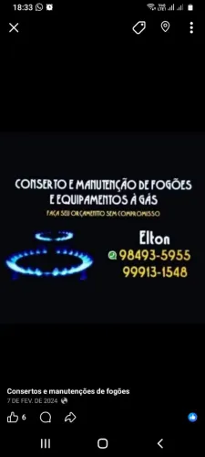 Regulagem e manutenção de fogões, chapa de lanche, fritadeiras, máquinas de assar frango..
