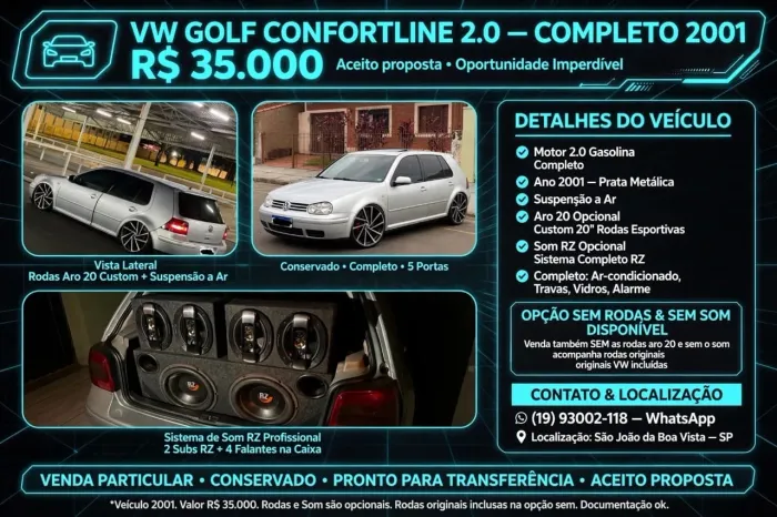 Volkswagen Golf 2.0/ 2.0 MI Flex Comfortline/ Sport 2001