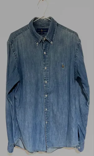 Camisa jeans masculina Ralph Lauren slim fit M