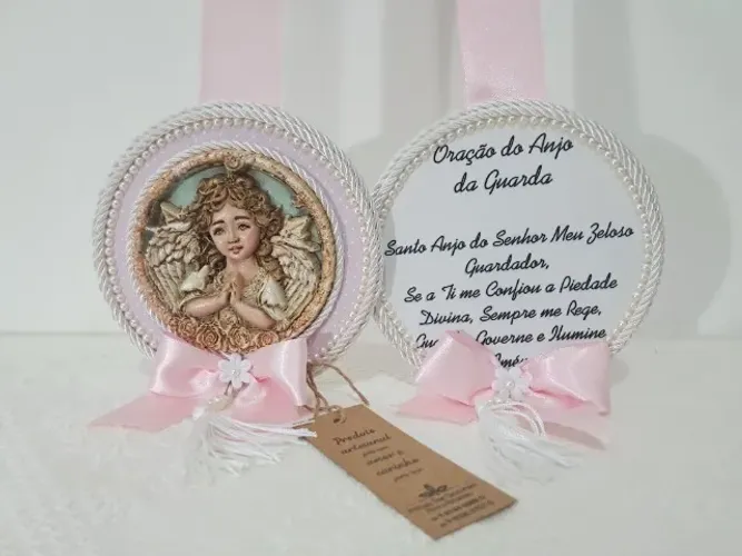Escapulário de Porta - Anjo da Guarda (Rosa)