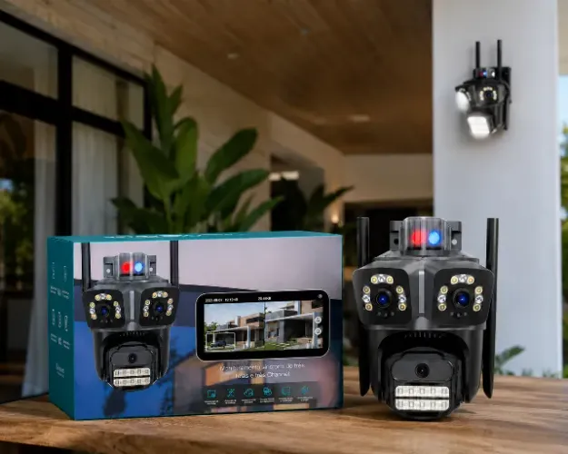 3 EM 1 CÂMERA DE SEGURANÇA TRIPLALENTE 6MP ULTRA HD WI-FI EXTERNA APP ICSEE