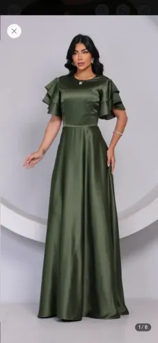 Vestido de festa longo verde oliva