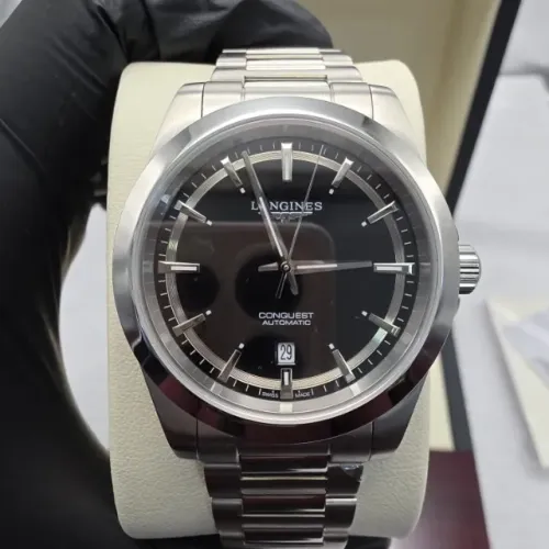 Relógio Longines Conquest Automático Preto Masculino Aço Inox Premium