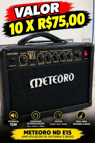 Caixa de Guitarra Amplificador Meteoro Nitrous Drive Com 16 efeitos NDE15 - Estuda Troca