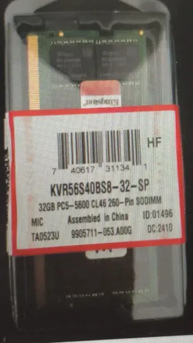 Pente memória notebook 32gb DDR5 5600mhz Kingston