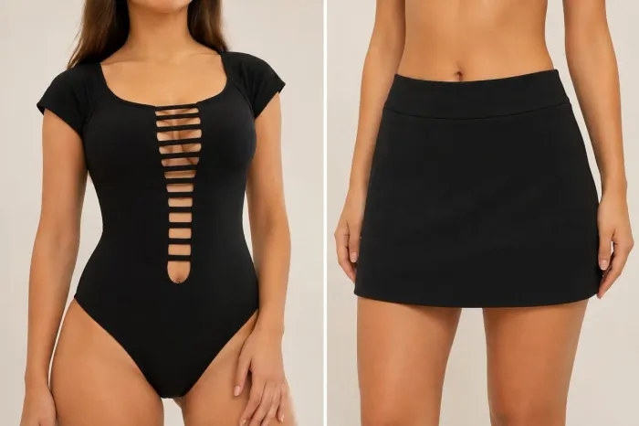 Kit Feminino Body Preto + Saia Preta