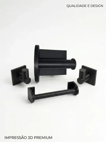 Kit Banheiro Preto Fosco: Design & Praticidade sem Furos!