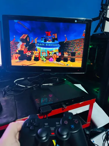 Playstation 2 Slim Destravado + Jogos Na Memória + Pen-drive 16gb + Controle 