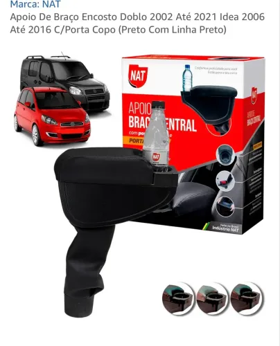 Apoio De Braço Encosto Doblo 2002 Até 2021 Idea 2006 Até 2016 C/ Porta Copo
