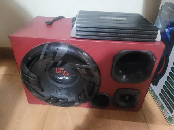 Som Automotivo Completo + Grave Forte (Caixa Trio + Módulo + Player) 