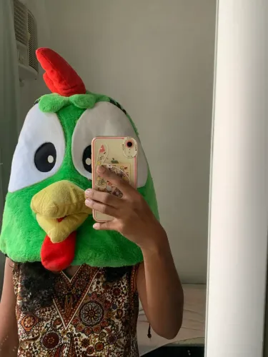 Galinha verde fantasia personagem vivo