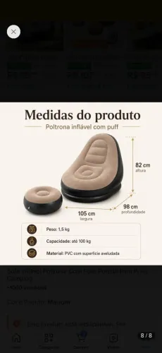Poltrona inflável com puff