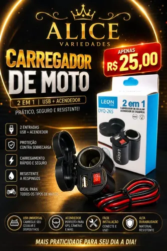 Carregador de moto usb