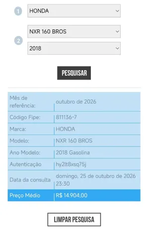 Honda NXR 160 Bros 2018 Branca -  Doc em Dia