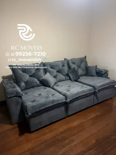 Sofá Retrátil e Reclinável 2,70m Londres 3 Módulos Veludo D33 Conforto Premium