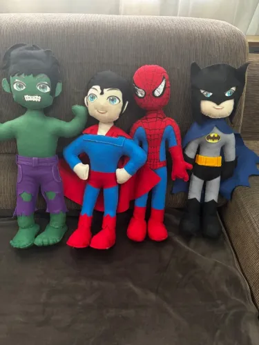  Bonecos Super-Heróis Feltro Grandes Kit 4 Peças 