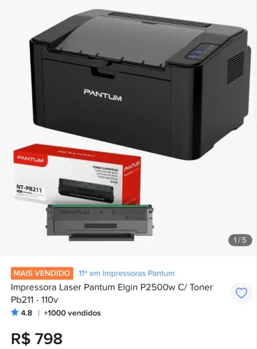 IMPRESSORA LASER PANTUM P2500W - ELGIN
