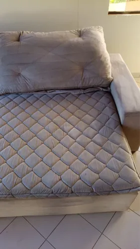 Sofá completo beige vira cama