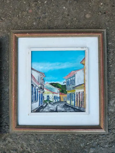 Quadro Pintura A Óleo Casario Antigo Histórico Djalma 1983