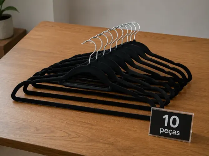 KIT COM 10 CABIDES VELUDO PRETO ANTIDESLIZANTE