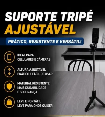 Tripé Ajustável para Celular e Câmera