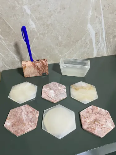 Conjunto para mesa de escritório em pedra natural