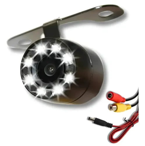 Câmera ré automotiva HD 8 Leds infravermelho visão noturna 