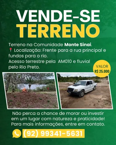 Terreno na comunidade Monte Sinai 