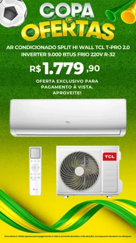 Ar Condicionado Split Hi Wall TCL T-Pro 2.0 Inverter 9.000 BTUs Frio 220V R-32